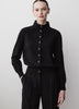 Knit Cardigan Cotton Nylon Blend Mock Neck