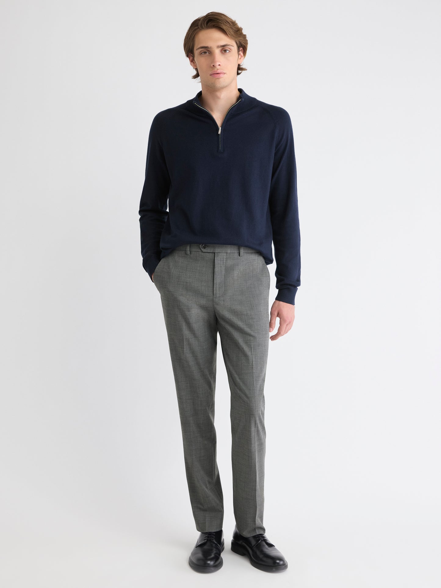 Long-Sleeve Quarter-Zip Mock-Neck Sweater