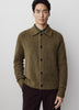 Wool-Blend Hairy Cardigan with Shirt Collar