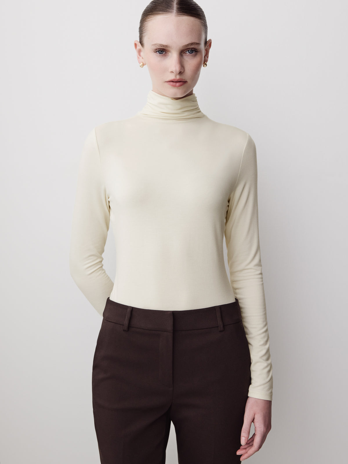 Long-Sleeve Mock-Neck Top