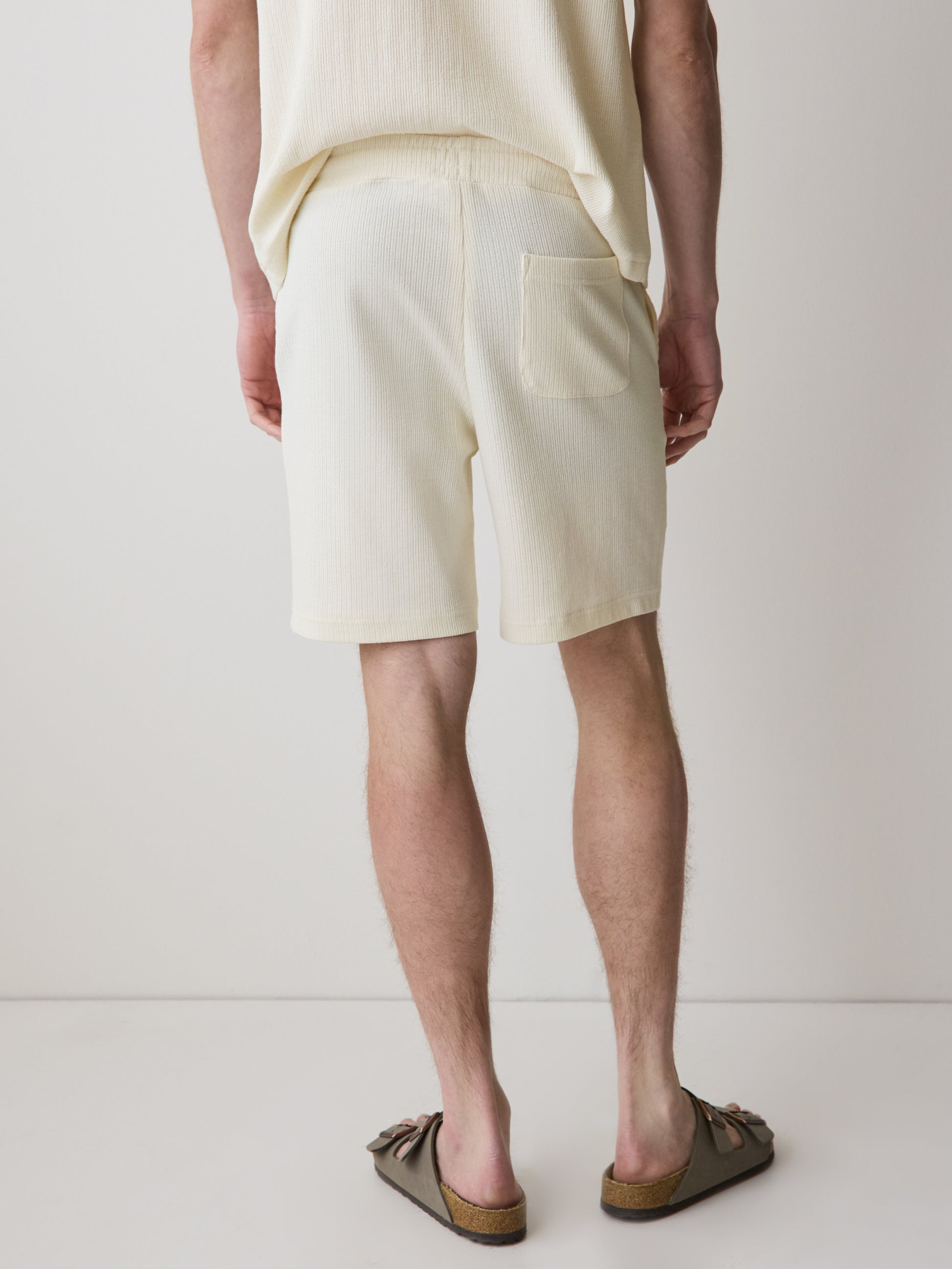 Mens Knit Textured Cotton Blend Shorts