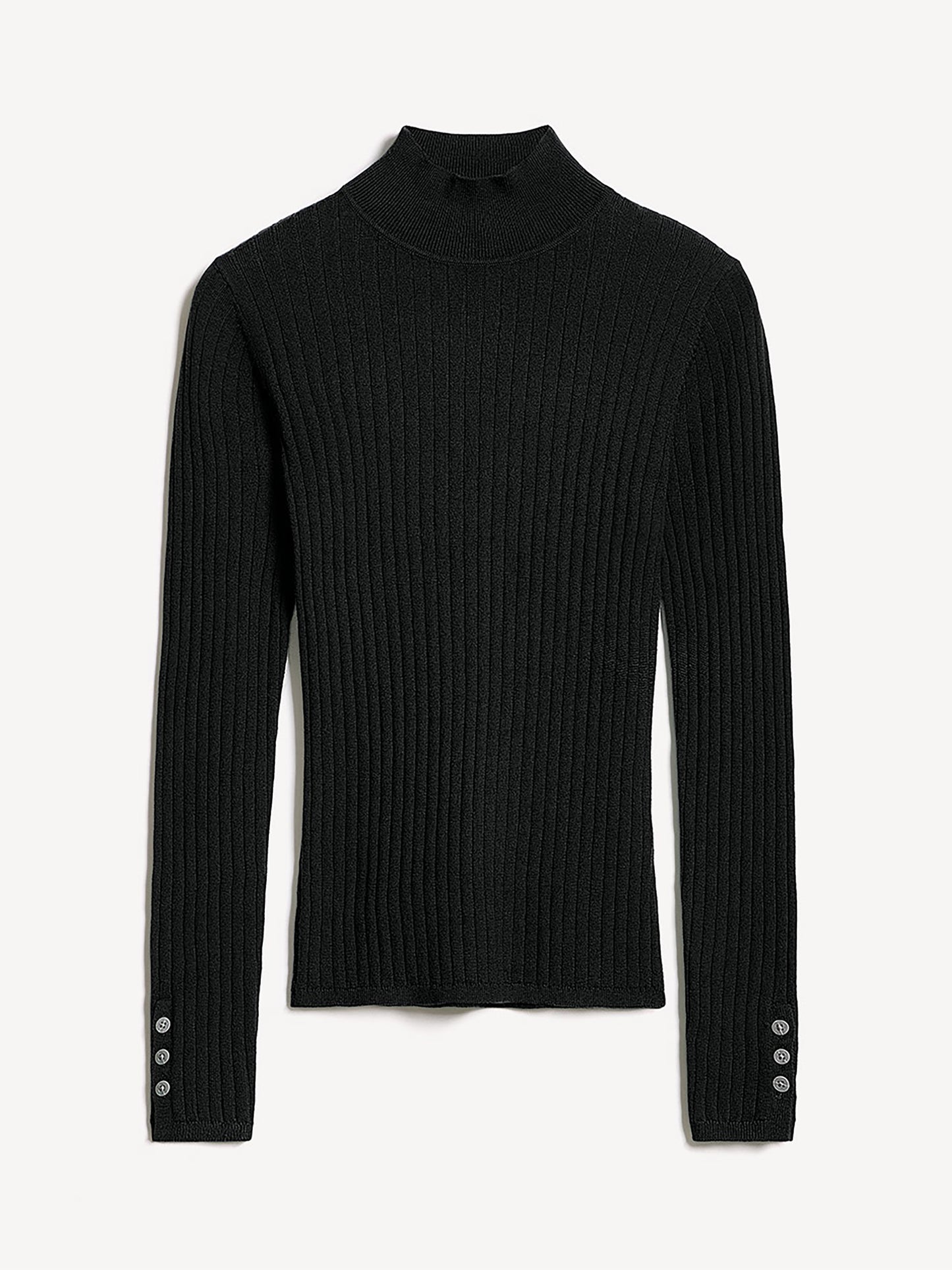 Mock-Neck Sweater with Buttons on Sleeves