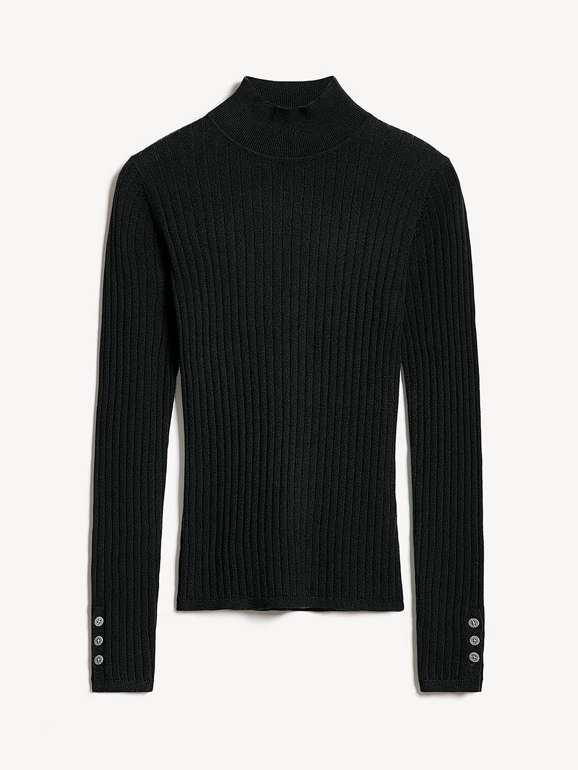 Mock-Neck Sweater with Buttons on Sleeves