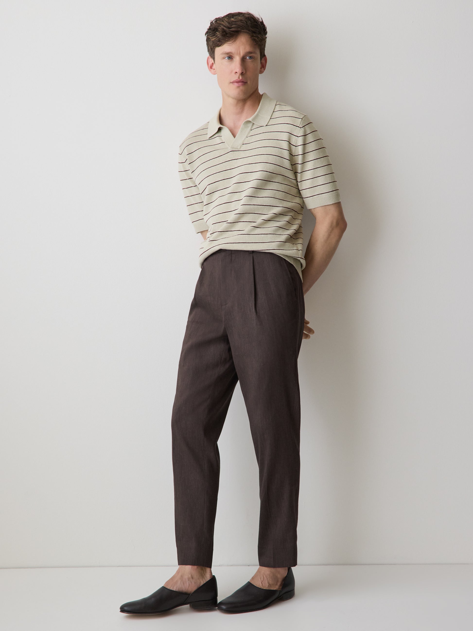 Linen-Blend Short-Sleeve Polo