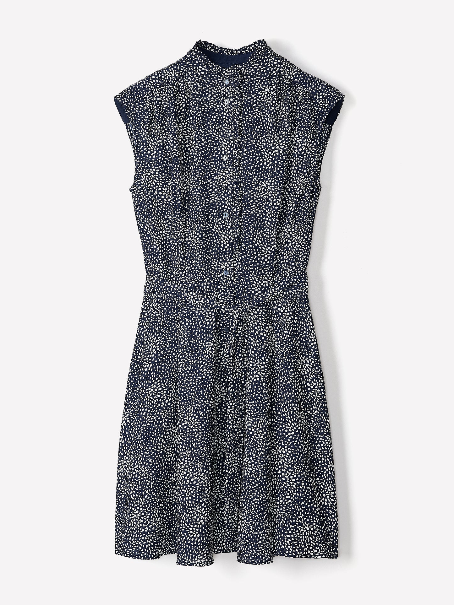 Sleeveless Mock-Neck Buttoned-Down Mini Dress