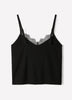 Merino-Wool V-Neck Cami with Lace Trim