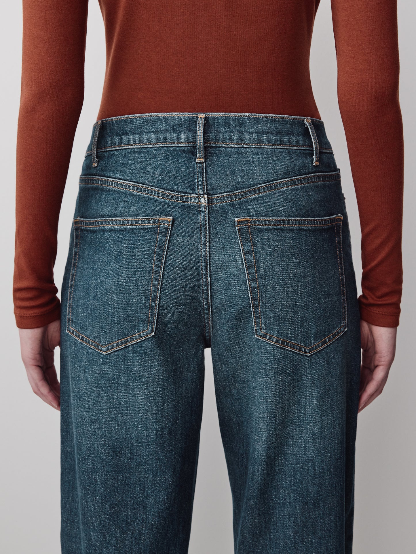 Woven Denim Pant Mid Rise Slouchy Straight Fit
