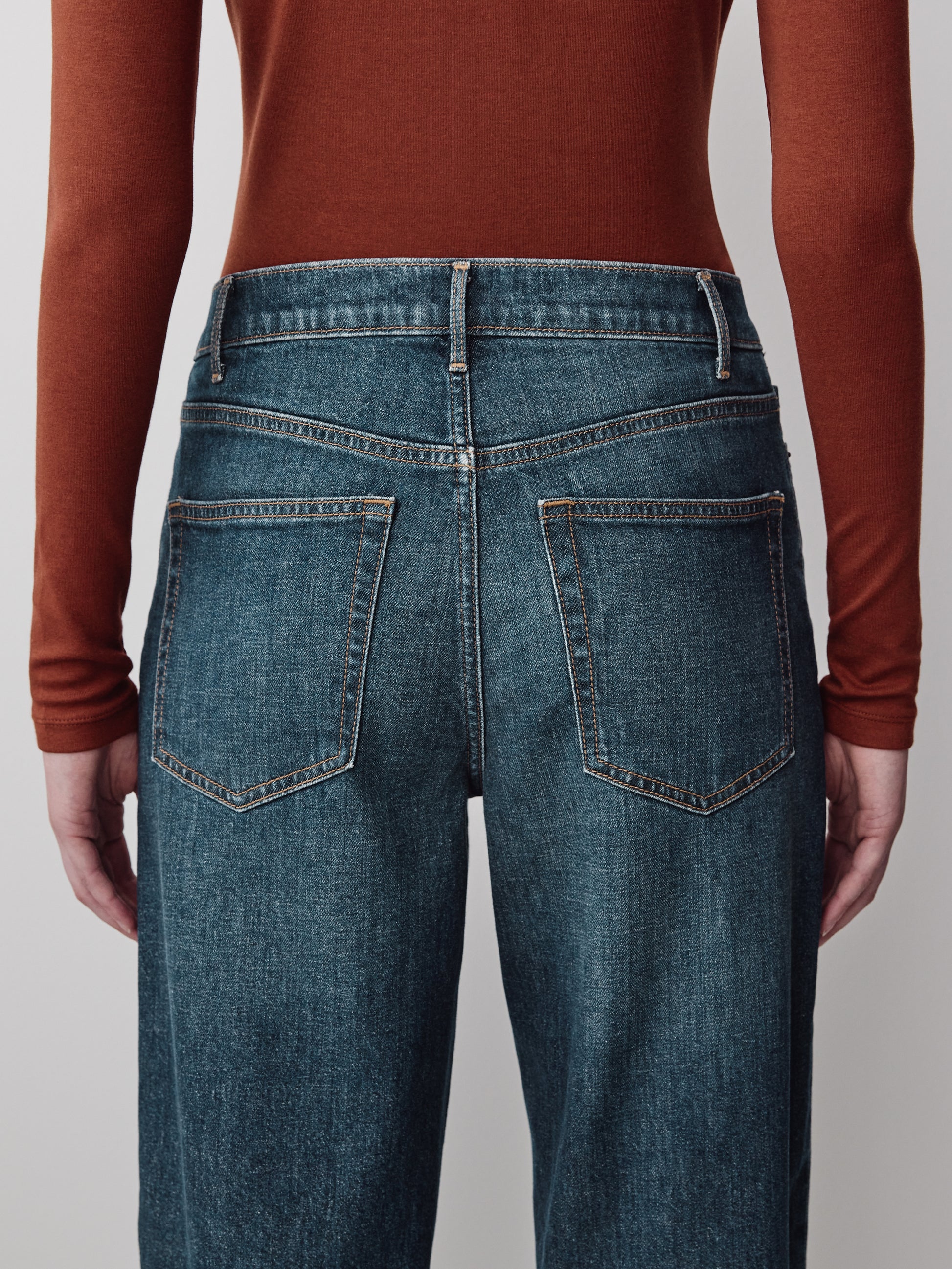 Woven Denim Pant Mid Rise Slouchy Straight Fit