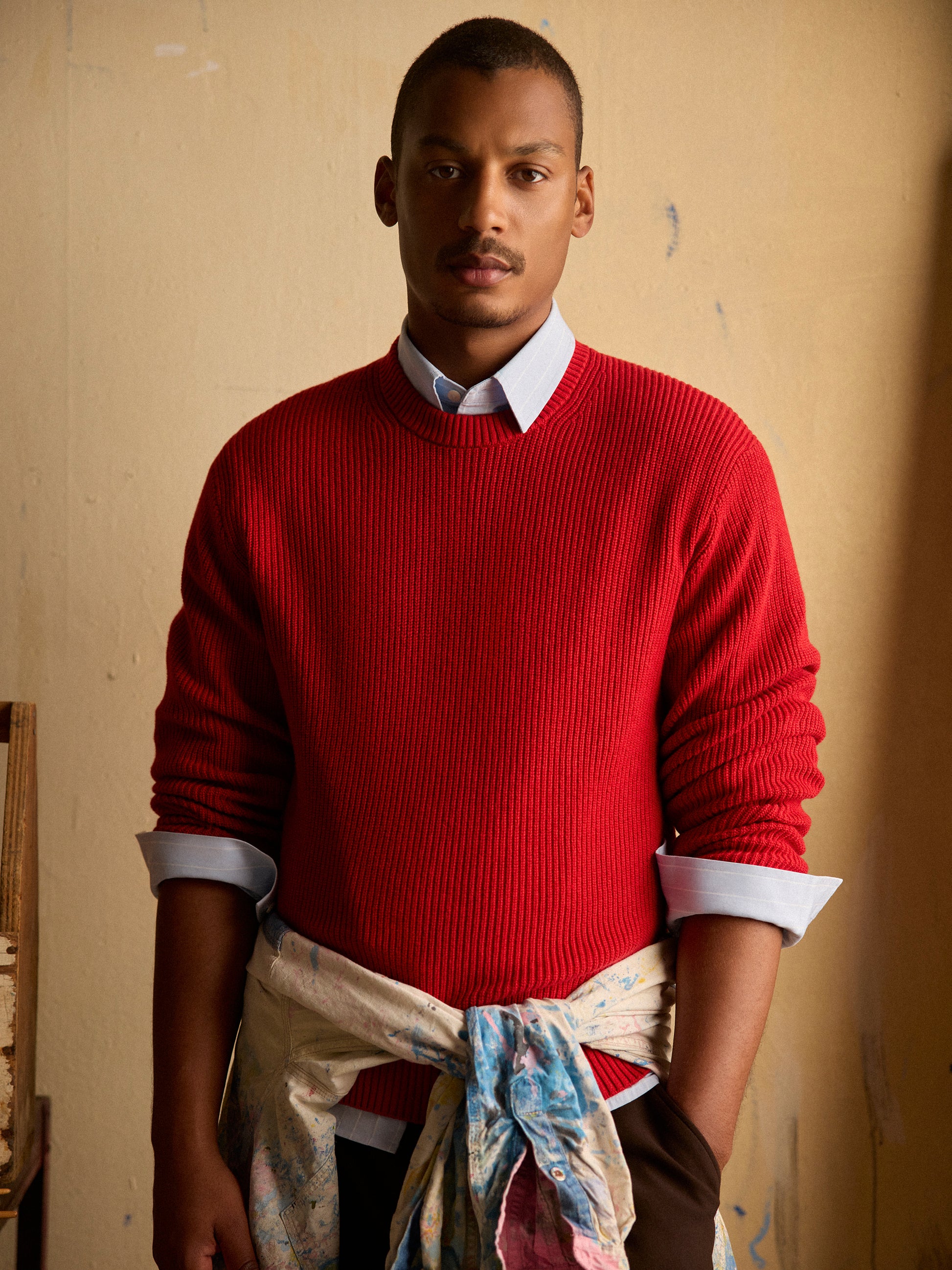 Knit Crewneck Sweater Cotton Cashmere Blend