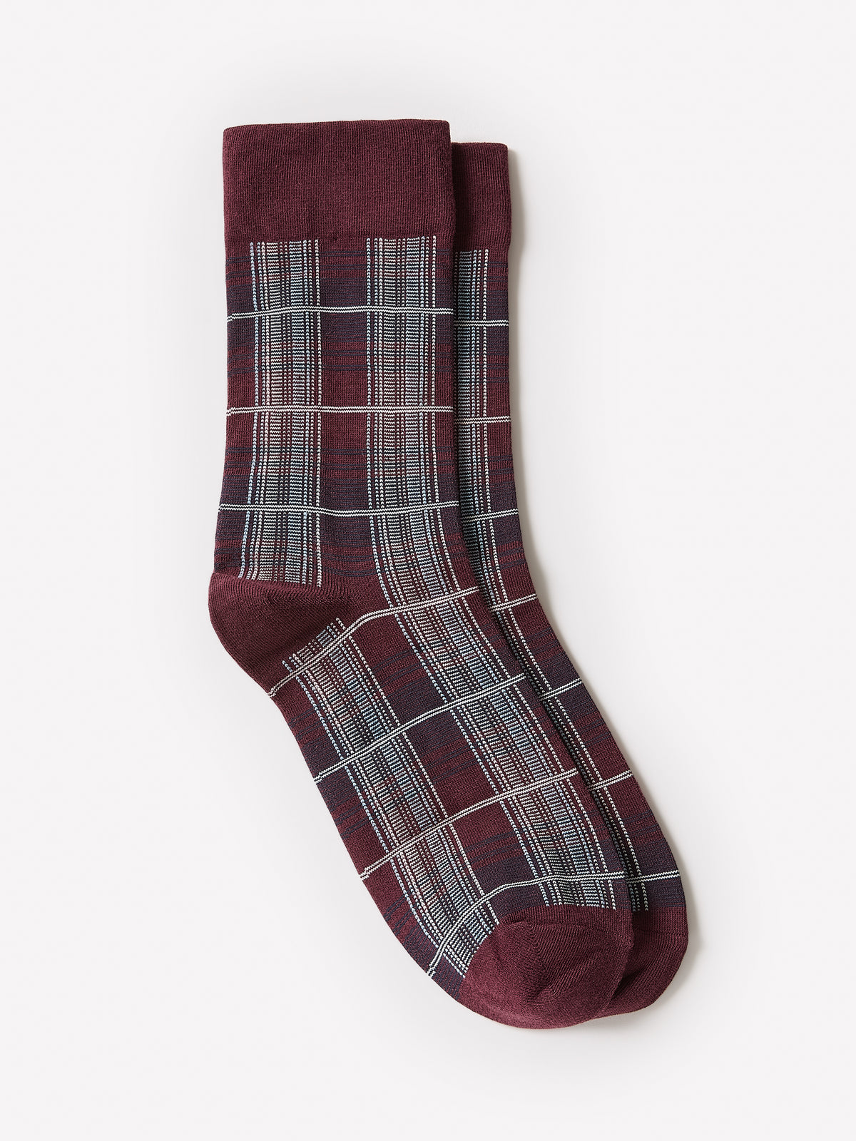 Crew Socks Plaid Pattern Cotton Blend