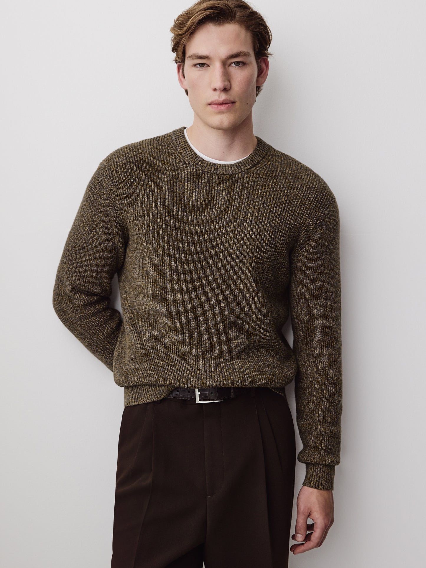 Knit Crewneck Sweater Cotton Cashmere Blend