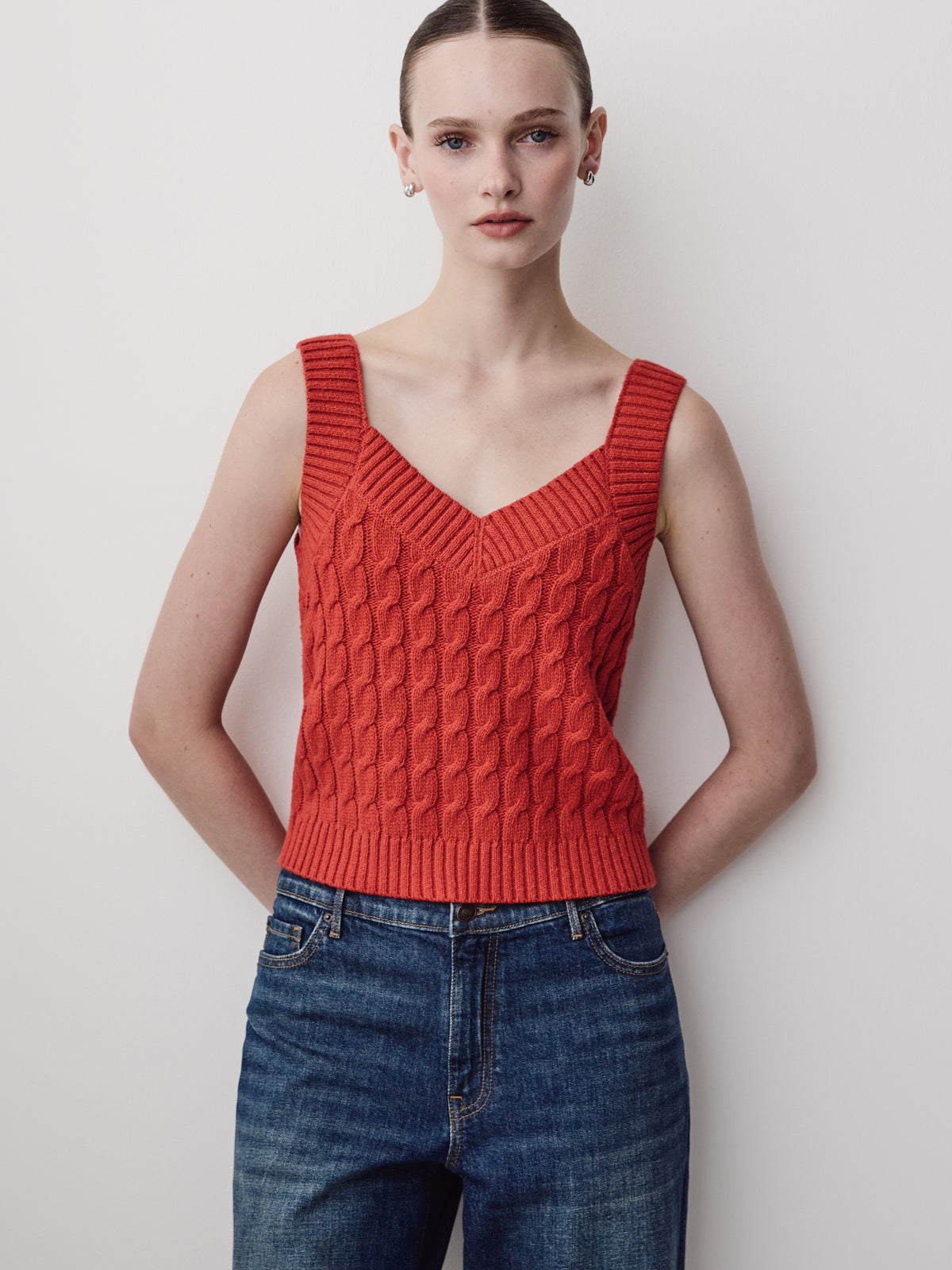 Knit Sweater Vest Cable Camisole Blend