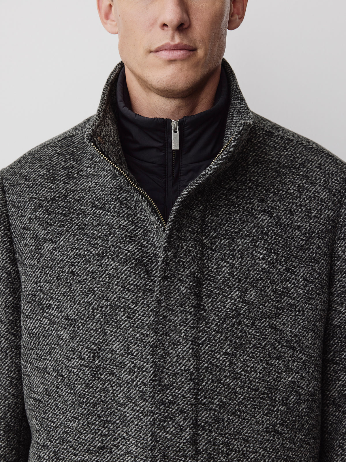 Classic Mock-Neck Wool Coat with Dickey