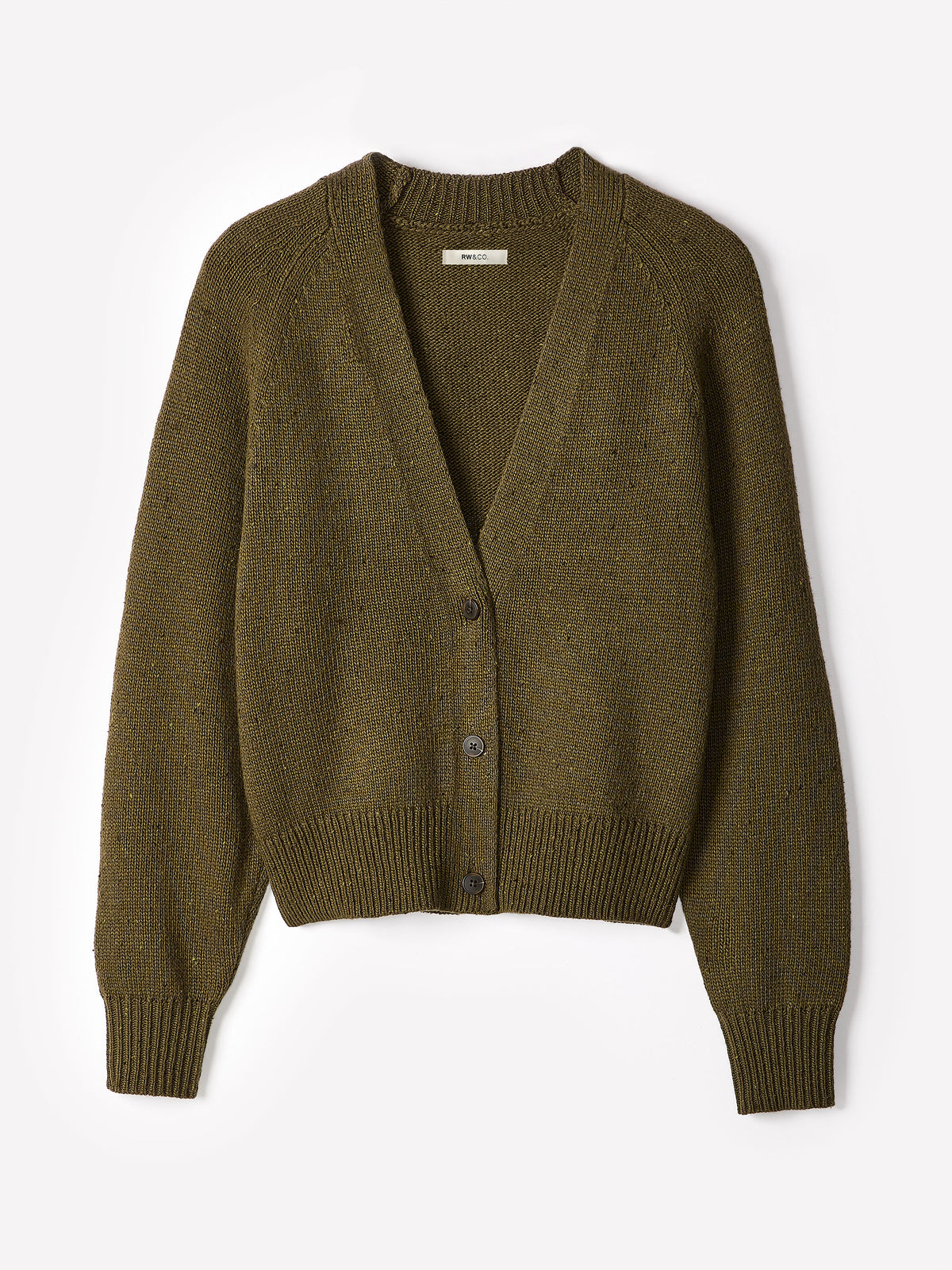 V-Neck Cardigan with Long Barrel Sleeves