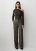 Wide Leg Tweed Pants 32" Wool Blend