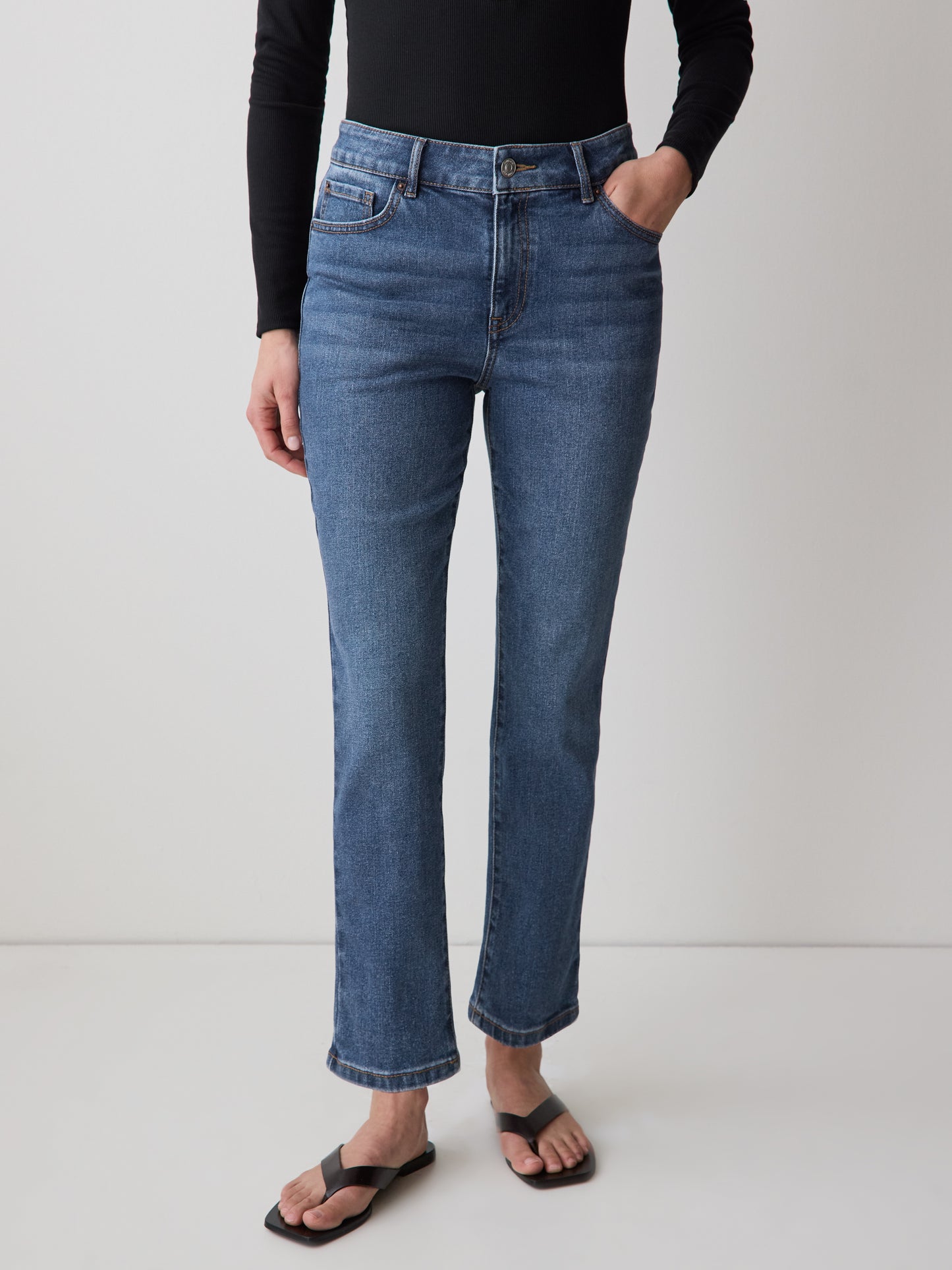 Deep-Blue Mid-Rise Skinny Jeans