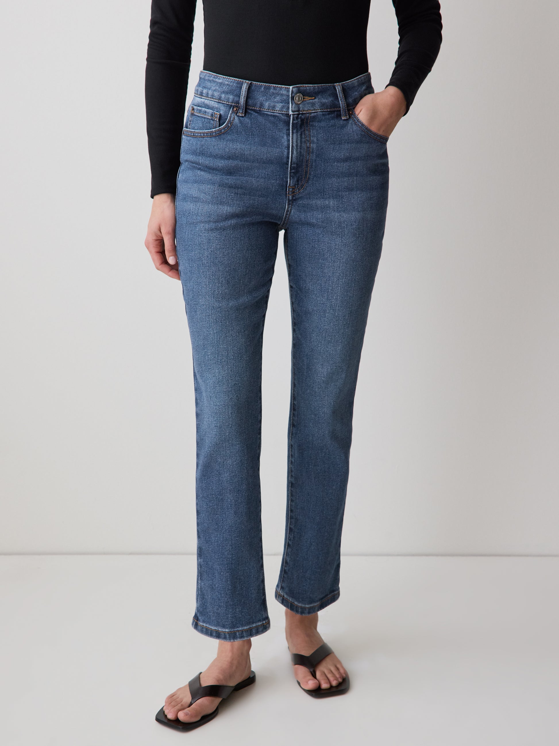 Deep-Blue Mid-Rise Skinny Jeans