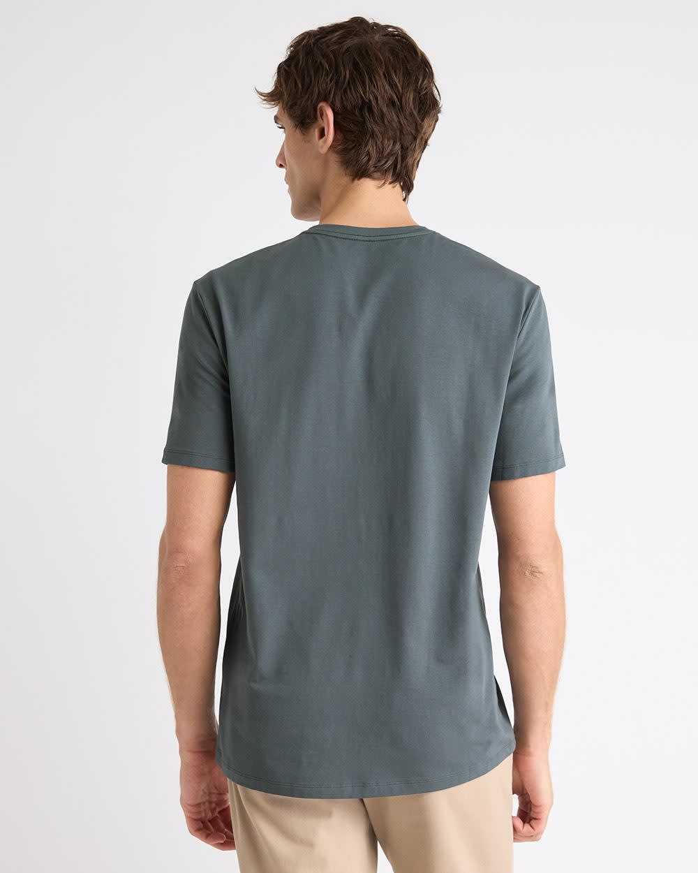 T-Shirt Uni à Col V en Coton Supima (R)