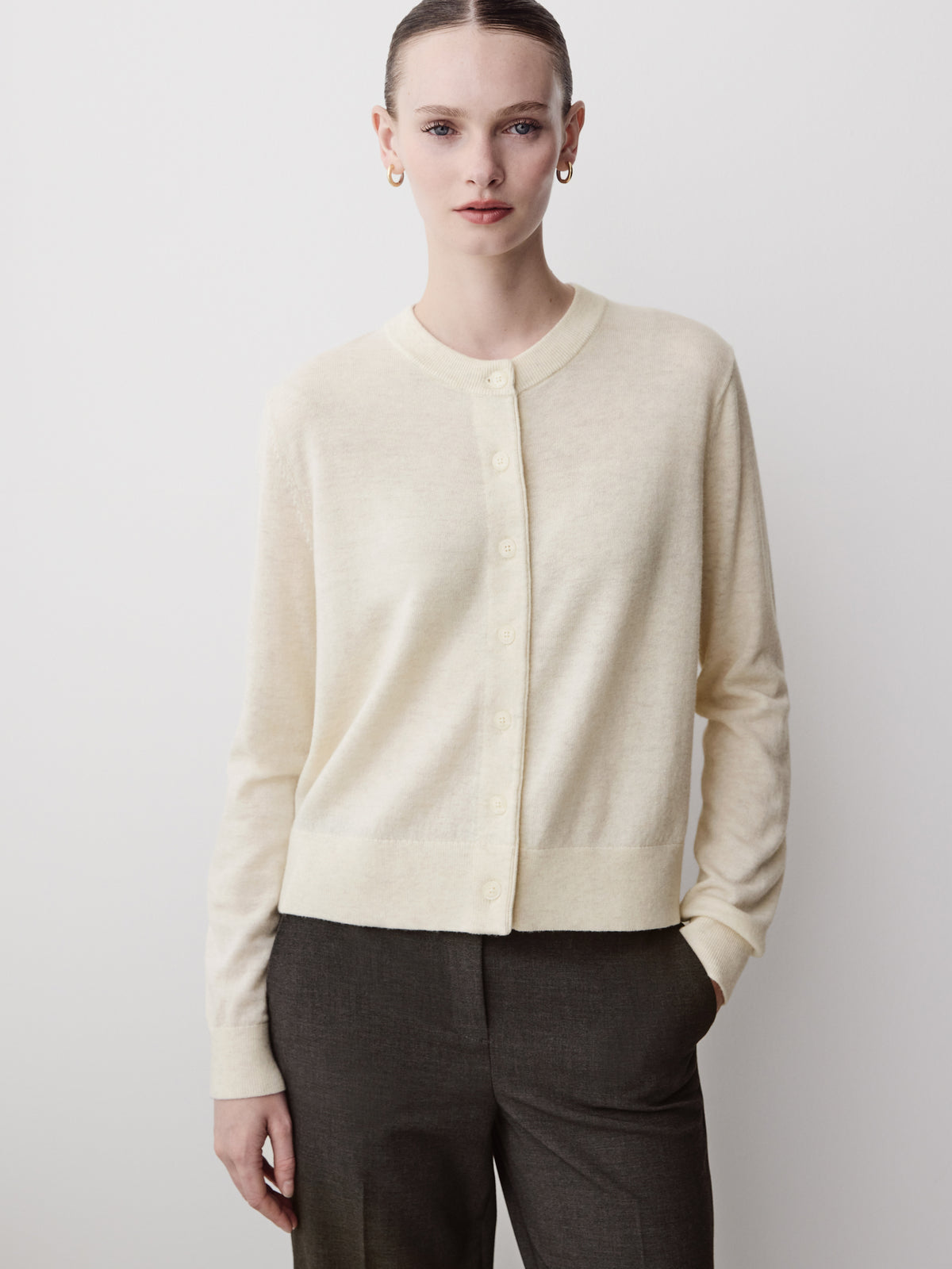 Knit Sweater Cardigan Women 100% Merino Wool Classic Fit