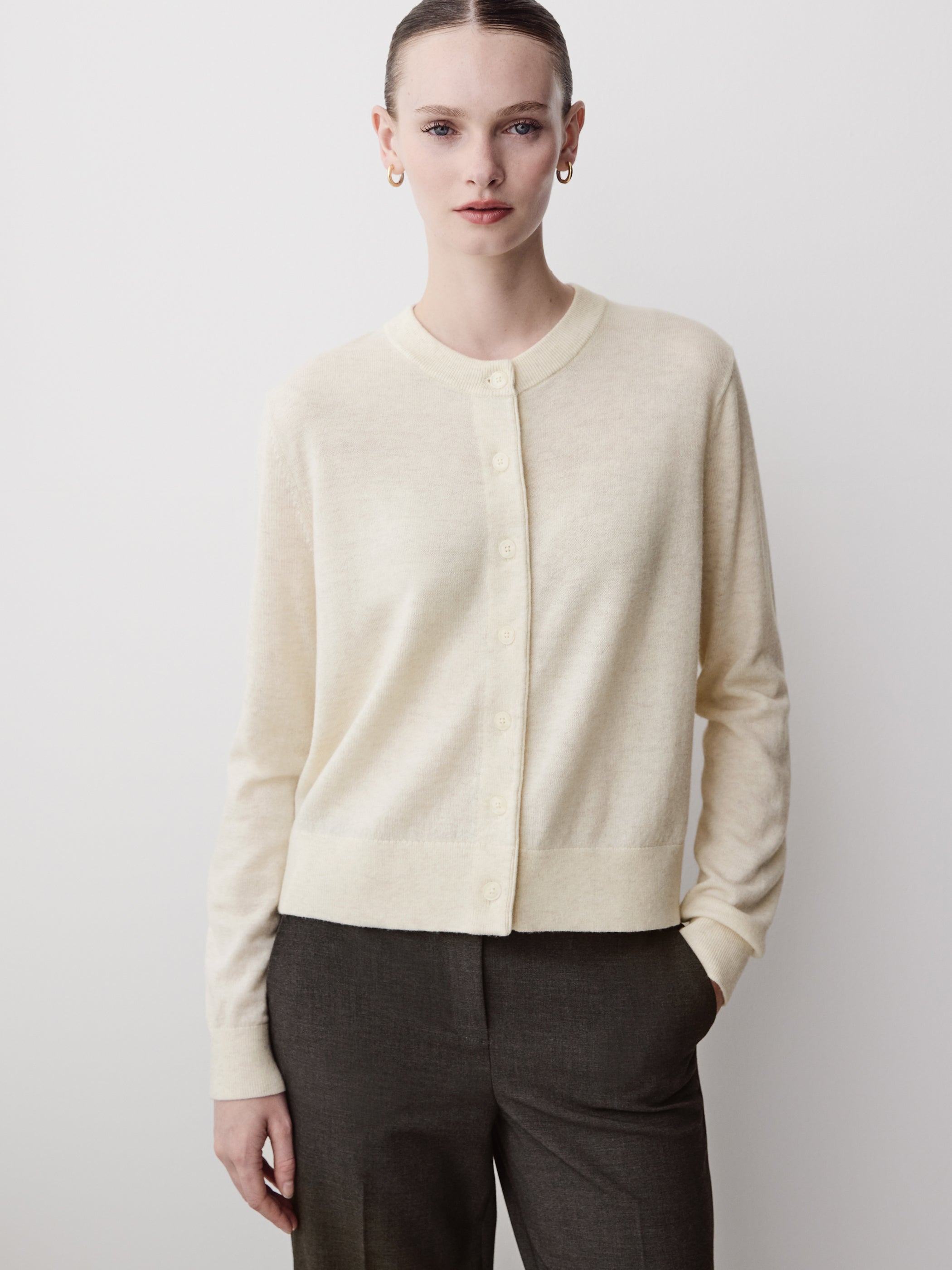 Knit Sweater Cardigan Women 100% Merino Wool Classic Fit