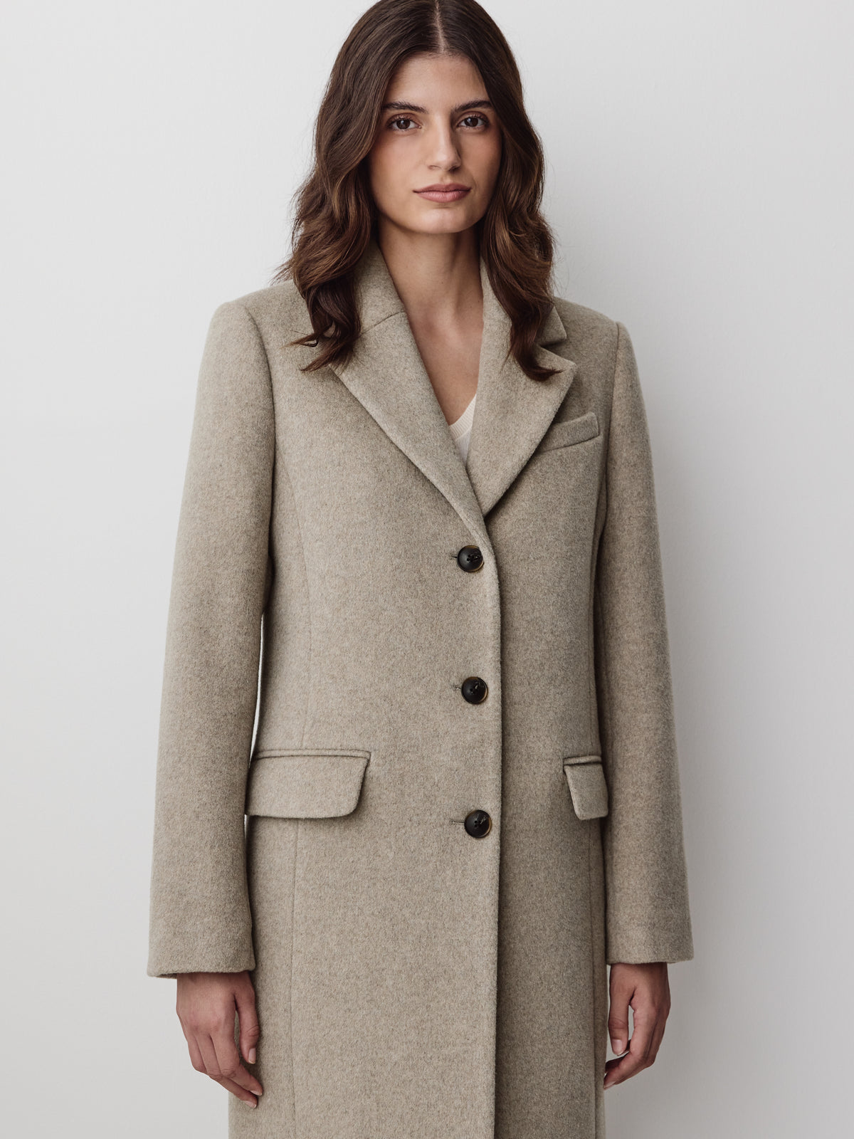 Classic Wool-Blend Three-Button Coat