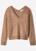 Long-Sleeve V-Neck Hairy Merino Sweater