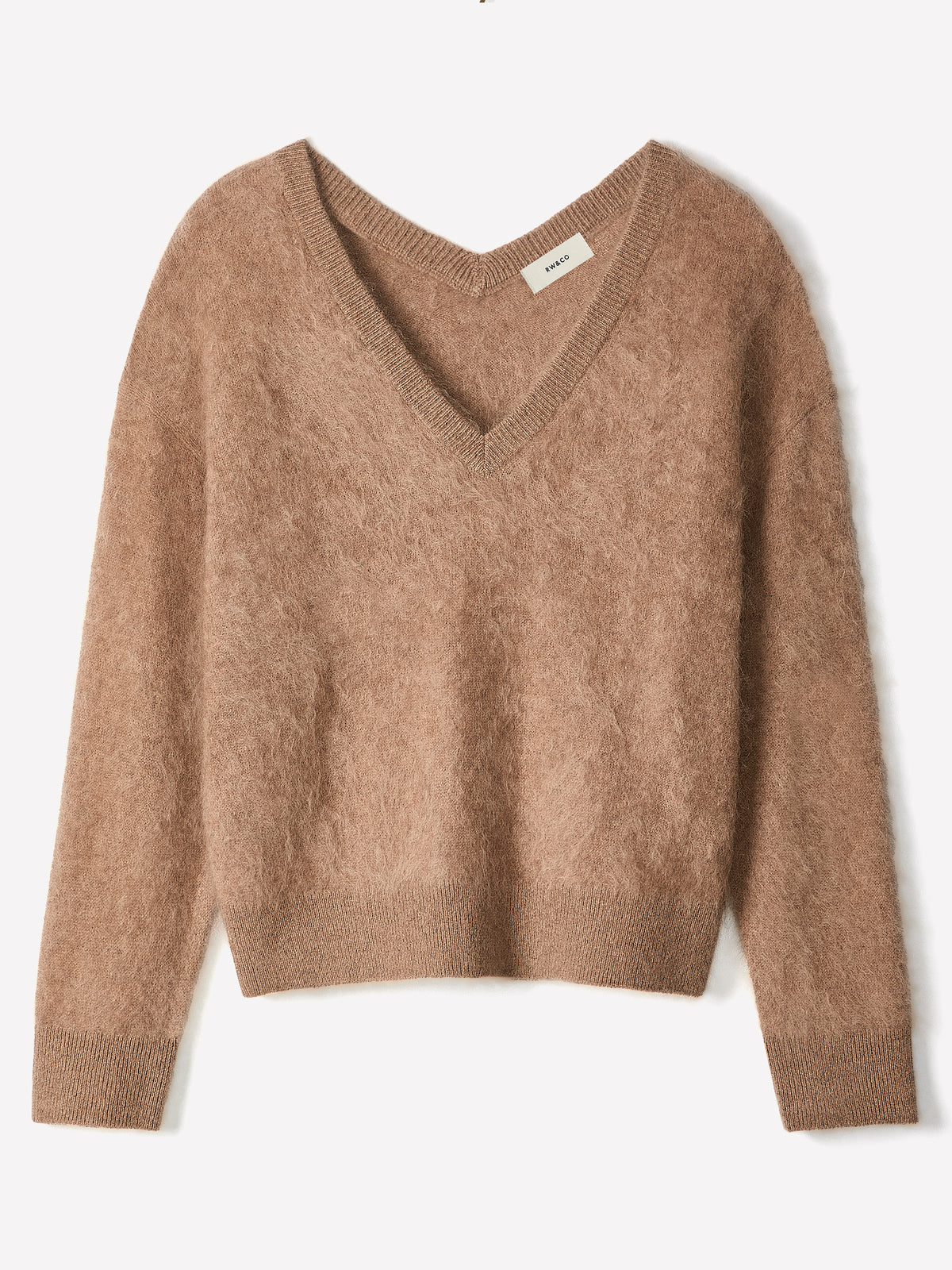 Long-Sleeve V-Neck Hairy Merino Sweater
