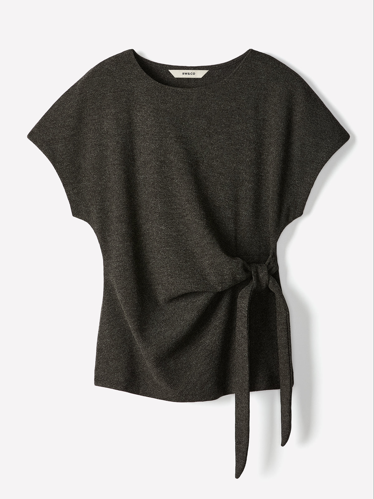 Short-Sleeve Top with Knot Detail at Waist