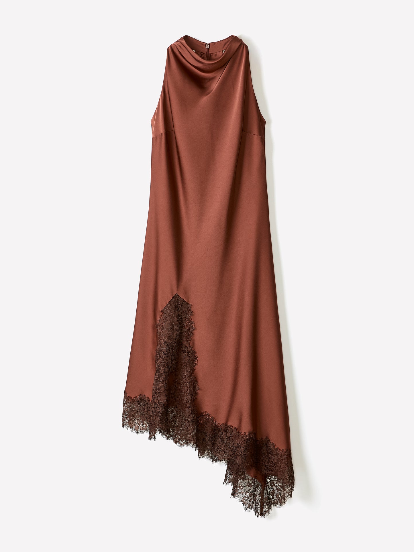 Sleeveless Cowl-Neck Dress with Asymmetrical Hem