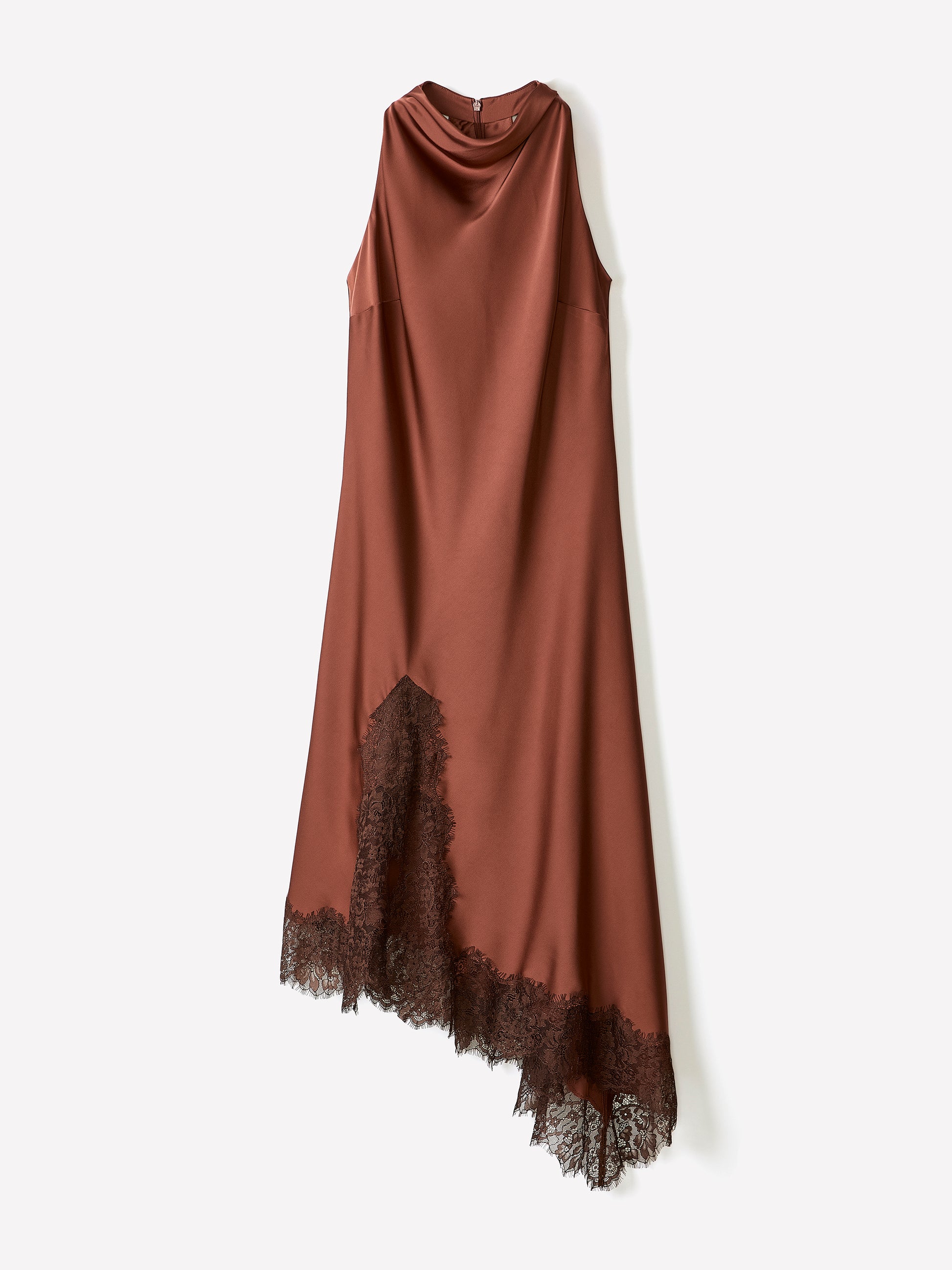 Sleeveless Cowl-Neck Dress with Asymmetrical Hem