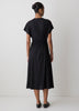 Knit V-Neck Dollman Midi Dress with Silk Blend