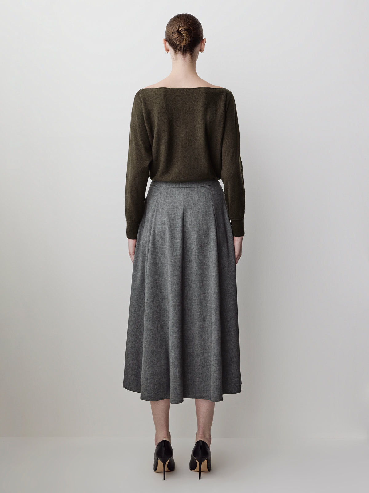 Woven High Rise Maxi Flared Skirt
