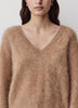 Long-Sleeve V-Neck Hairy Merino Sweater