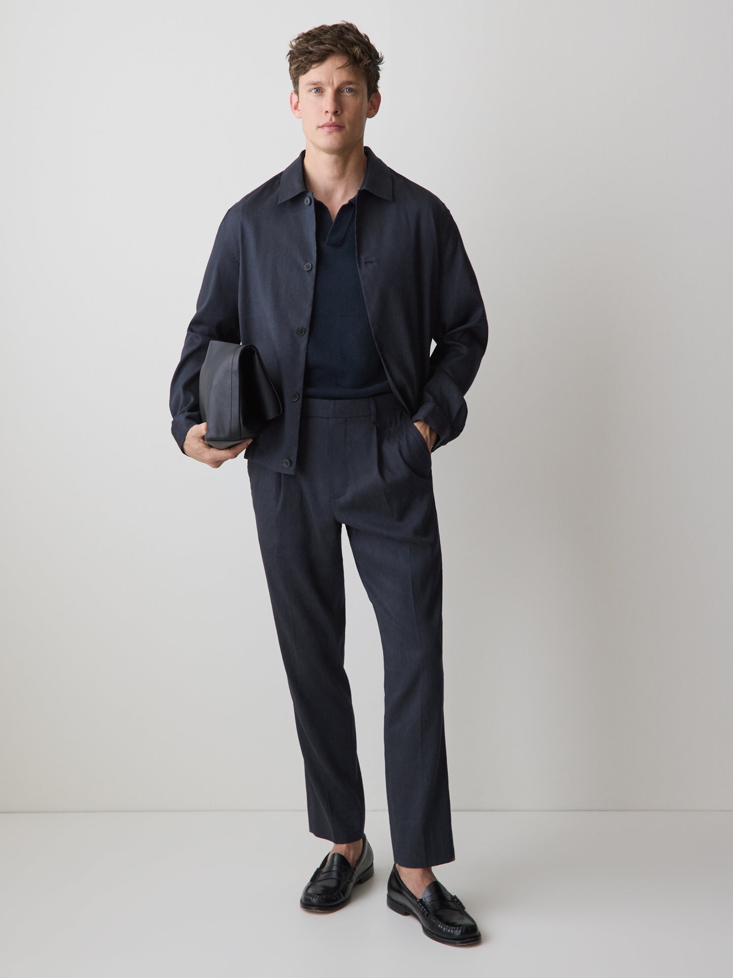 Linen-Blend Short-Sleeve Polo