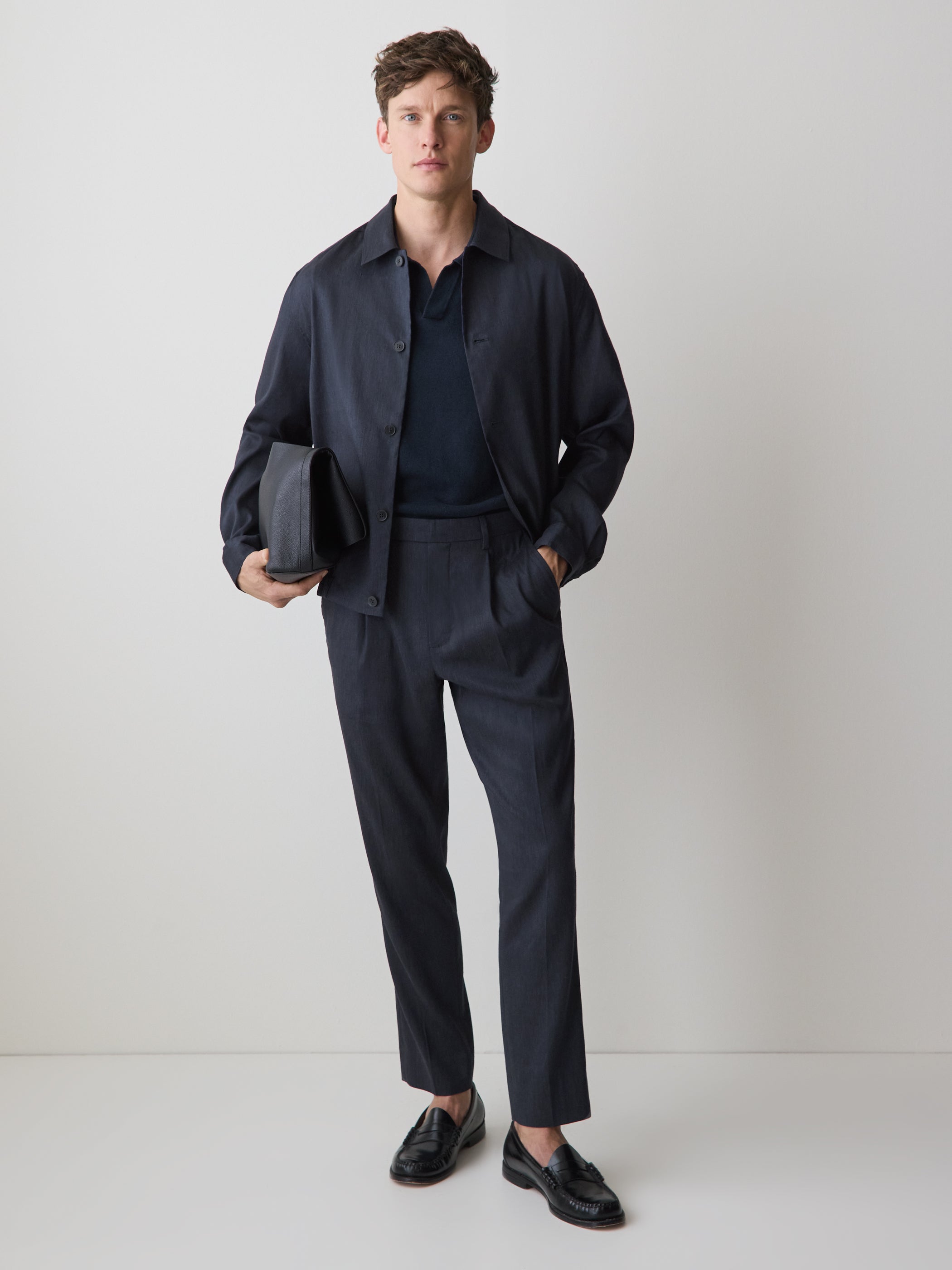 Linen-Blend Short-Sleeve Polo