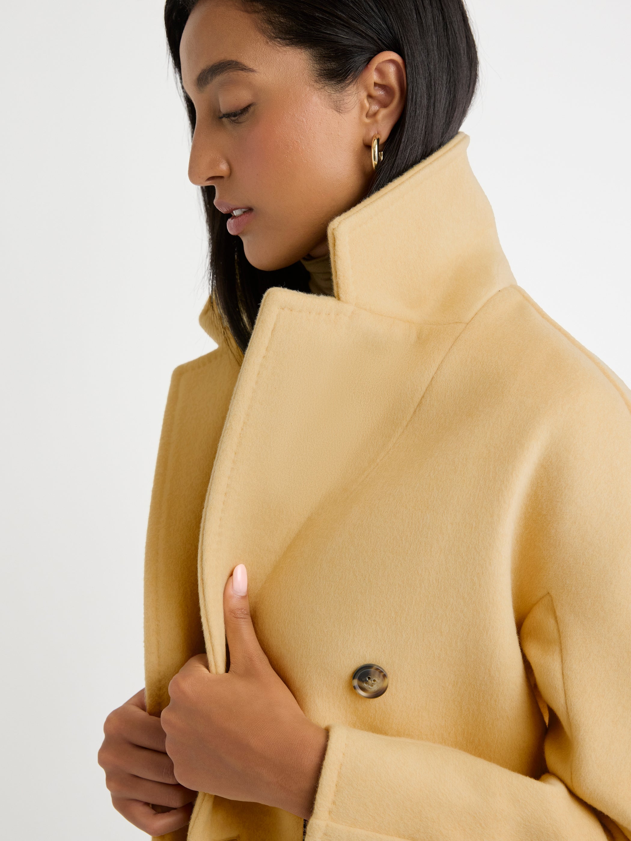 Sponge Wool Melton Double Breasted Jedi Coat Wool Melton 