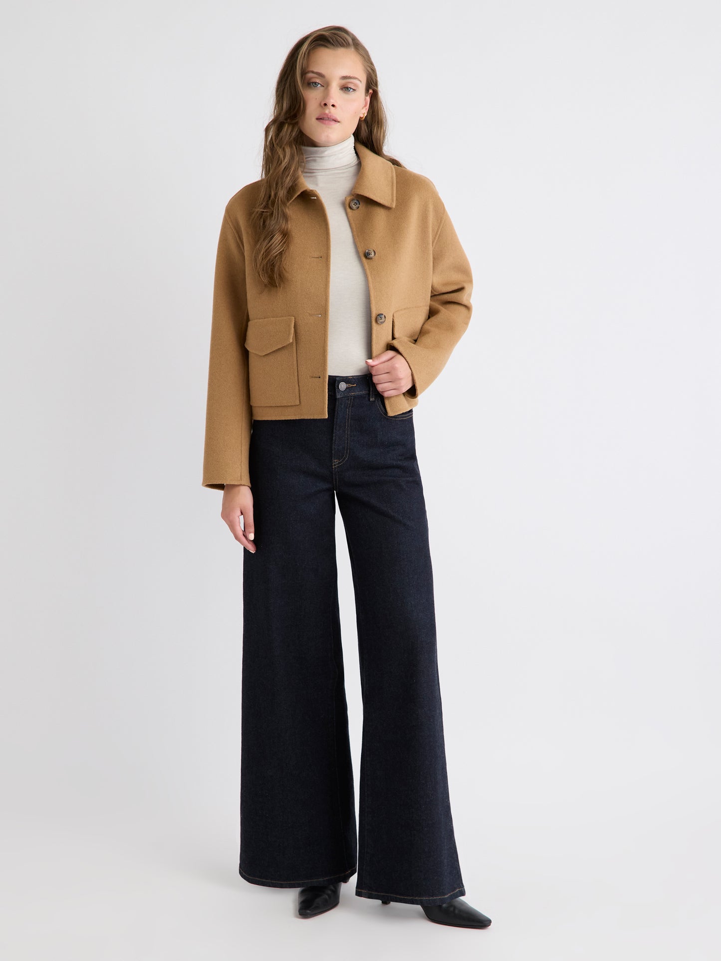 Fitted Long-Sleeve Mock-Neck Tee