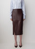 Woven High Rise Stretch PU Coated Skirt