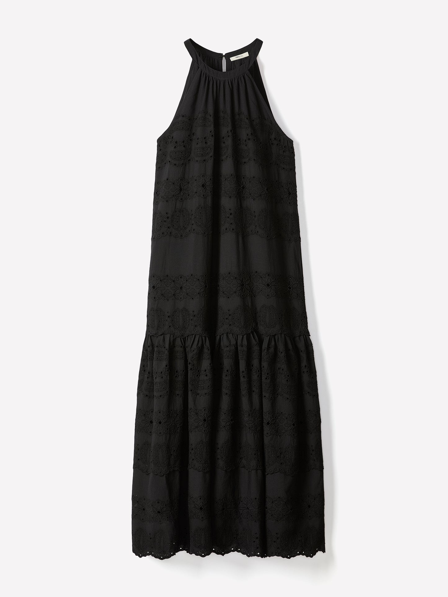 Cotton Eyelet Halter Maxi Dress