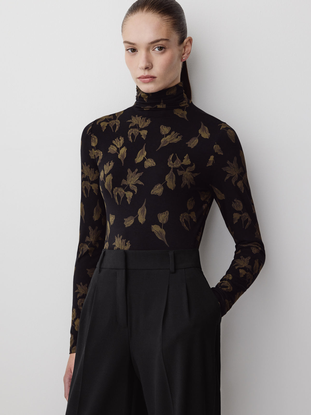 Long-Sleeve Mock-Neck Top