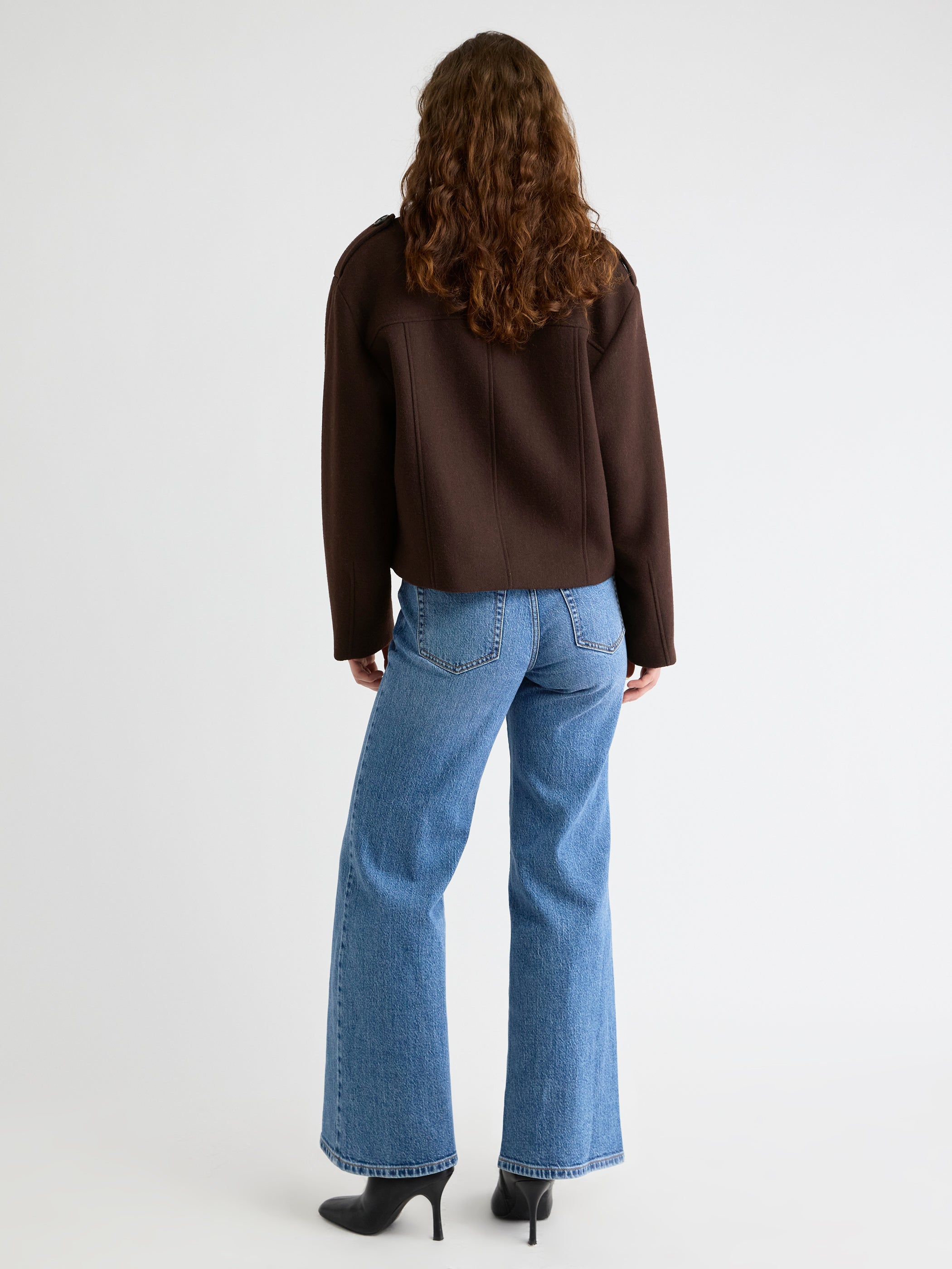 Manteau à Boutonnage Double en Mélange de Laine