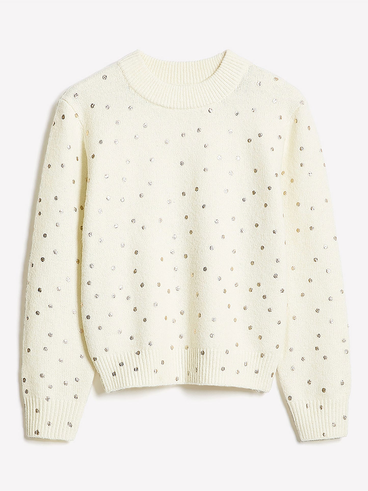 Wool-Blend Long-Sleeve Crew-Neck Sweater with Metallic Dots