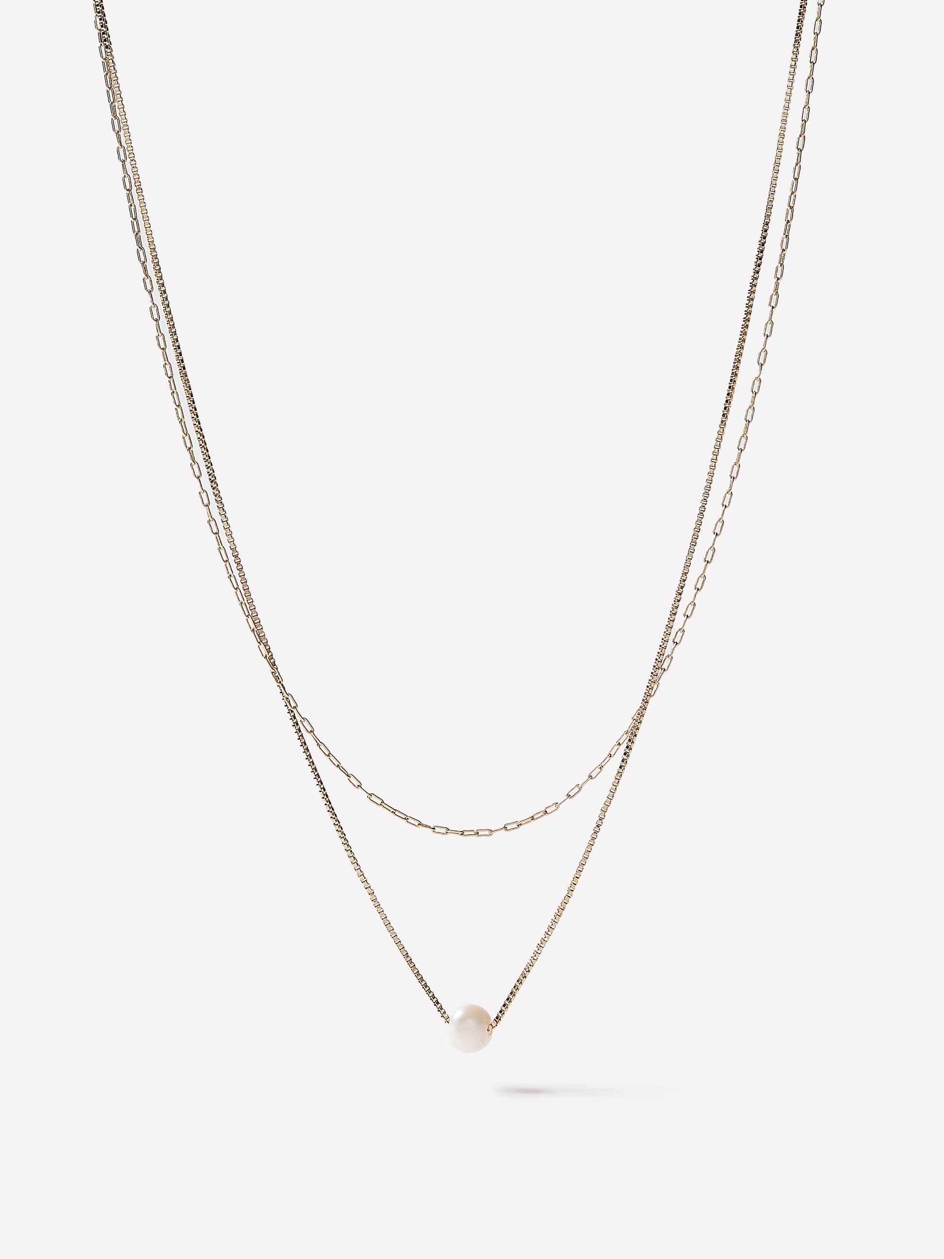 Necklace Multi Row Freshwater Pearl Metal