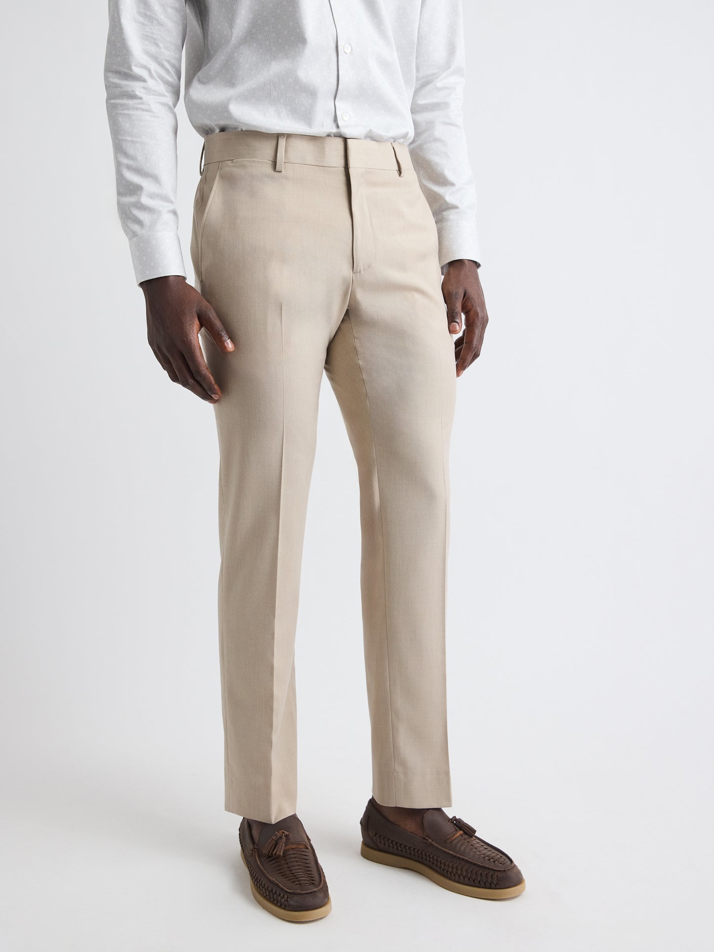 Tailored-Fit Beige Suit Pant