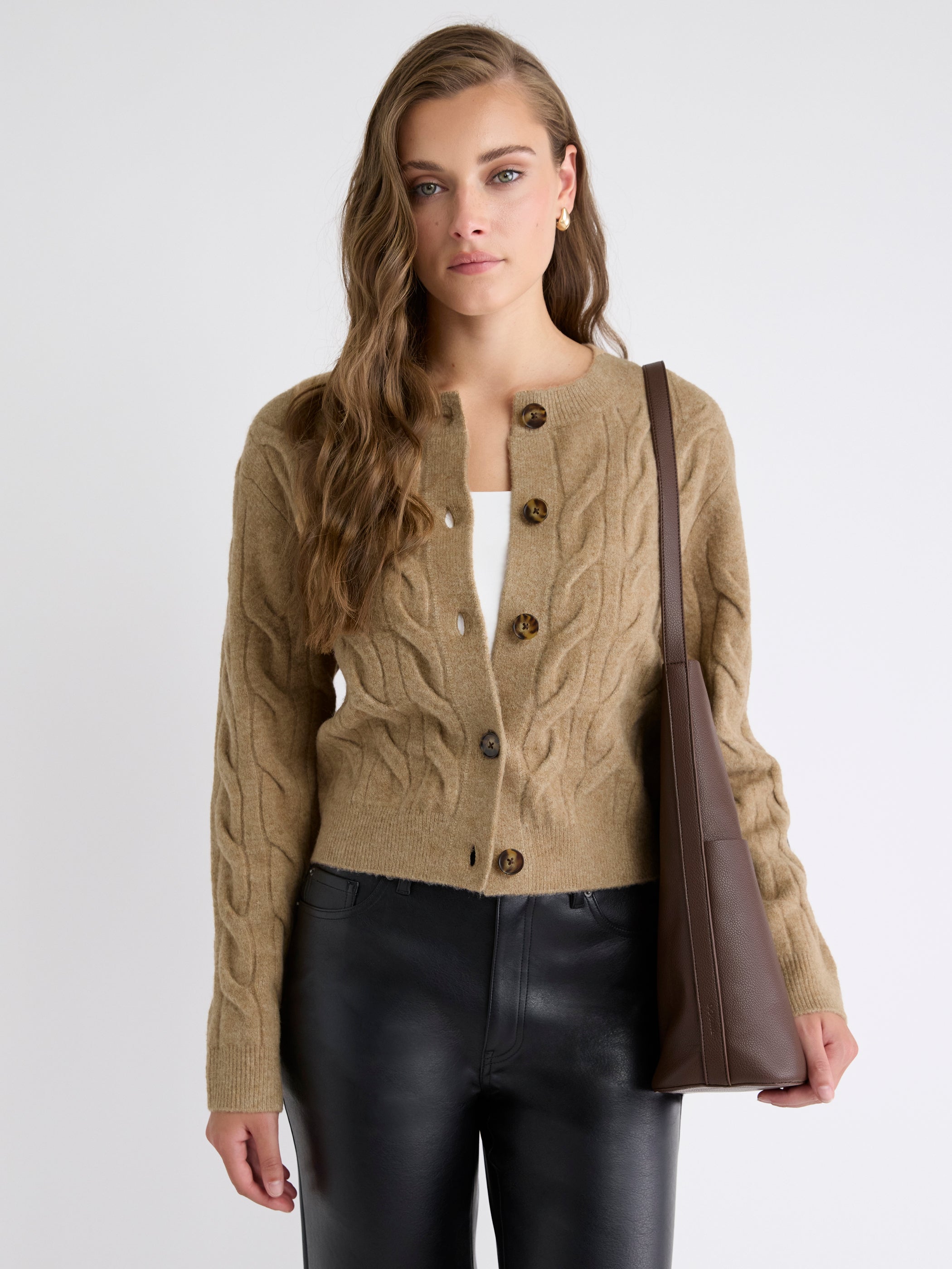 Long-Sleeve Cable-Stitch Cardigan