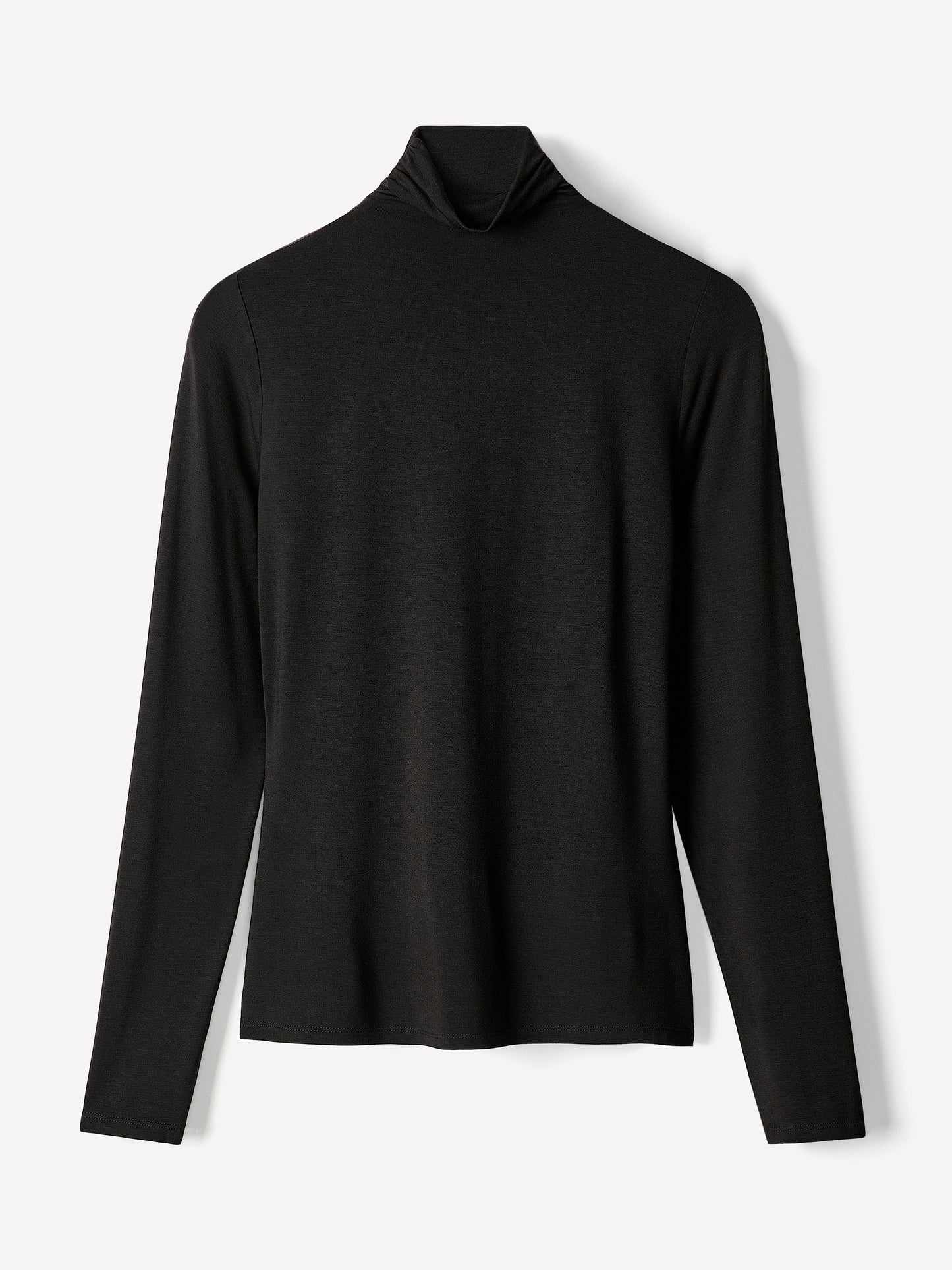 Knit Pullover Fitted Stretch Viscose Mock Neck