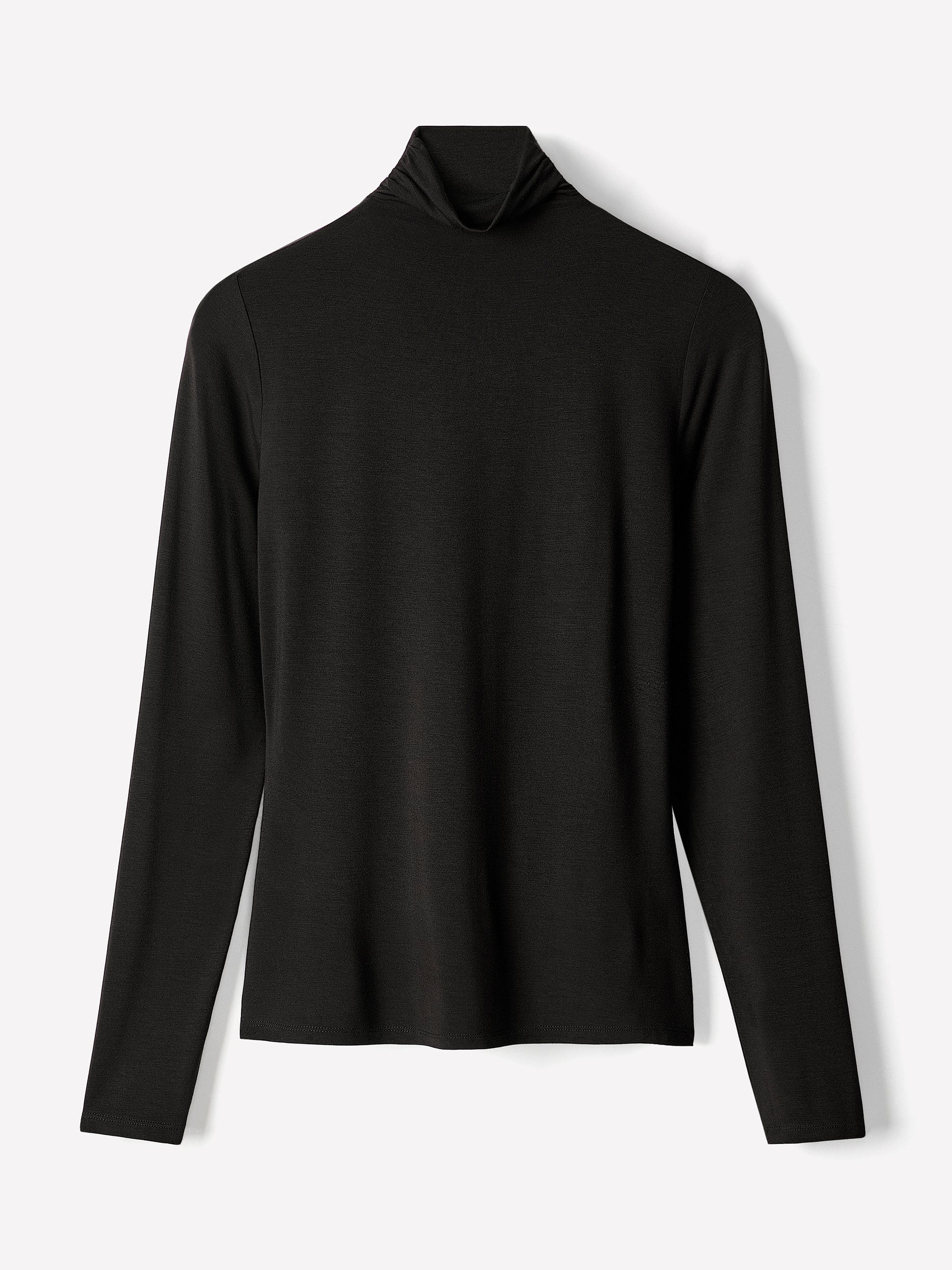 Knit Pullover Fitted Stretch Viscose Mock Neck