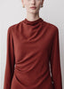 Woven Luxe Crepe Mock Neck Midi Dress