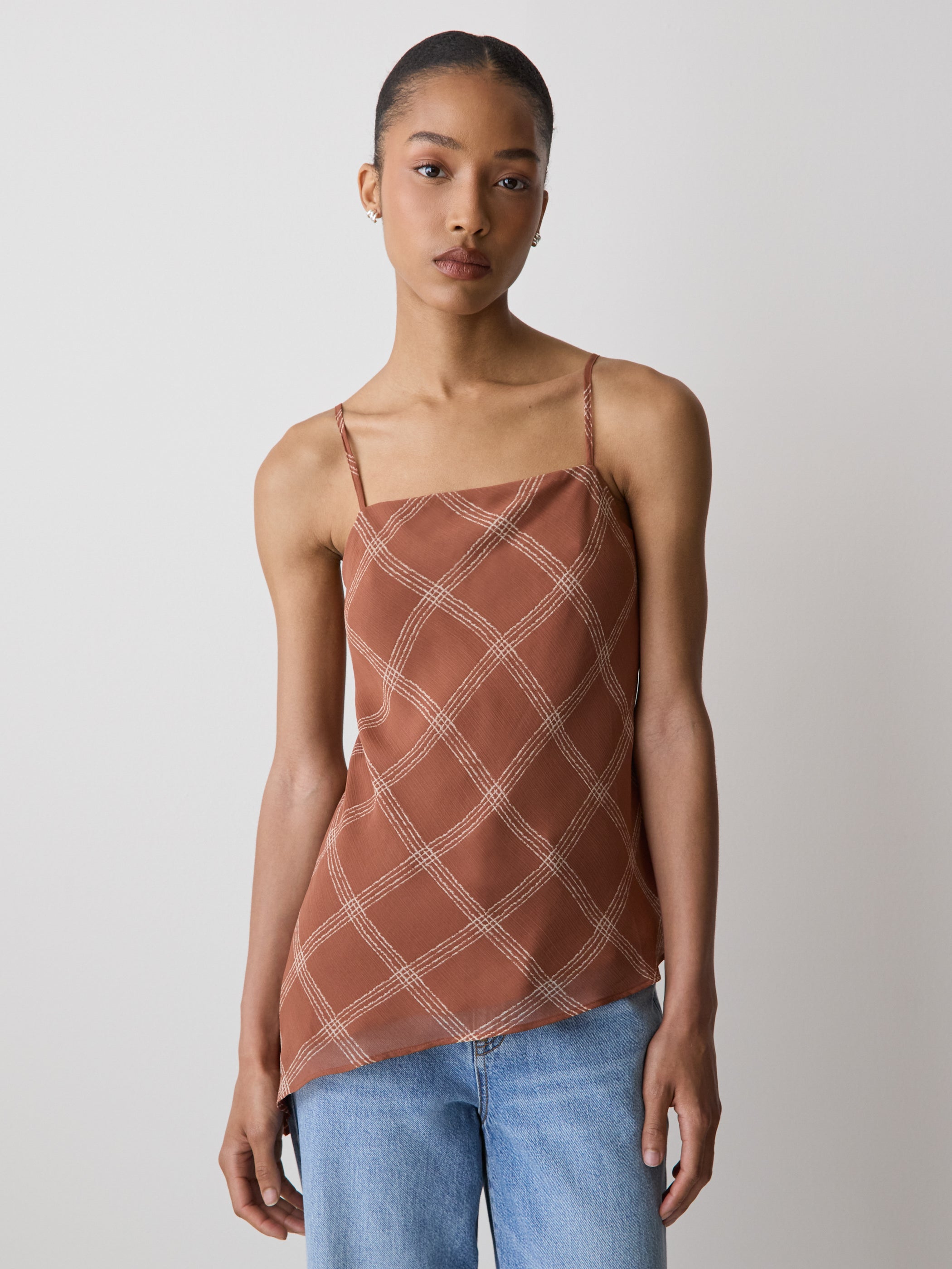 Woven Chiffon Asymmetric Cami Top