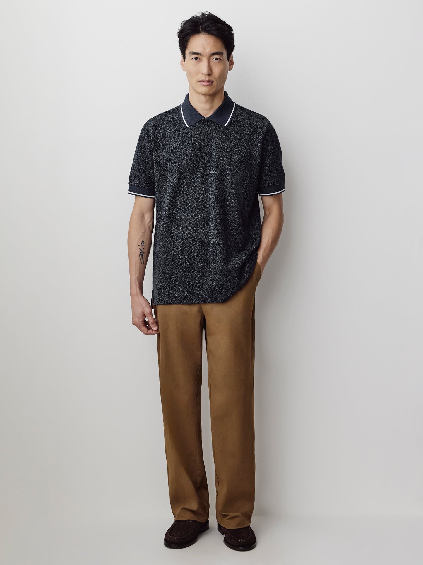 Men's Knit Polo Shirt Tailored Collar
